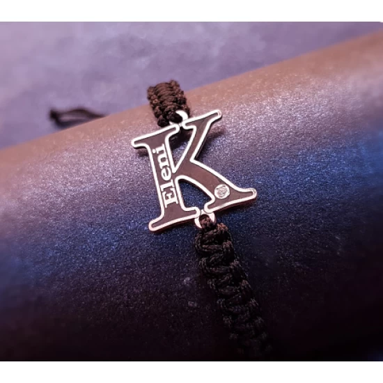 Silver bracelet with initial and engraving of your choice