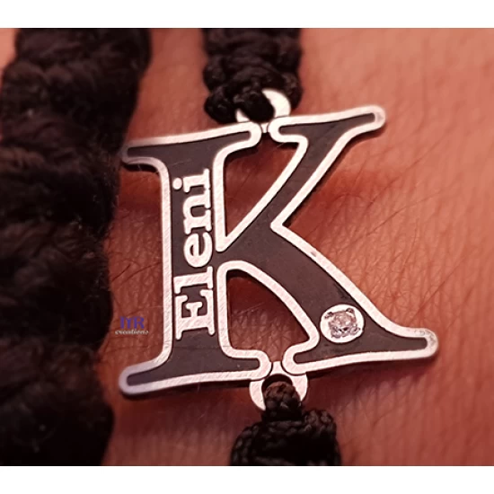 Silver bracelet with initial and engraving of your choice