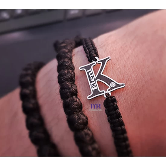 Silver bracelet with initial and engraving of your choice