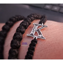 Silver bracelet with initial and engraving of your choice