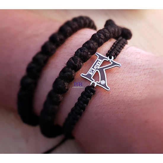 Silver bracelet with initial and engraving of your choice