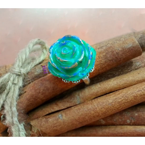 Antique Turquoise Rose Handmade Ring