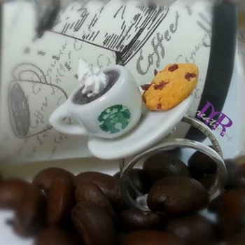 Χειροποίητο ασημένιο δαχτυλίδι Espresso Macchiato & cookie!