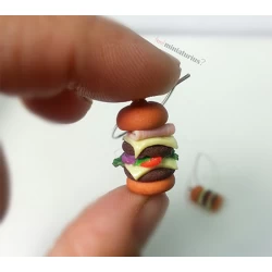 Handmade double beef burger earrings!