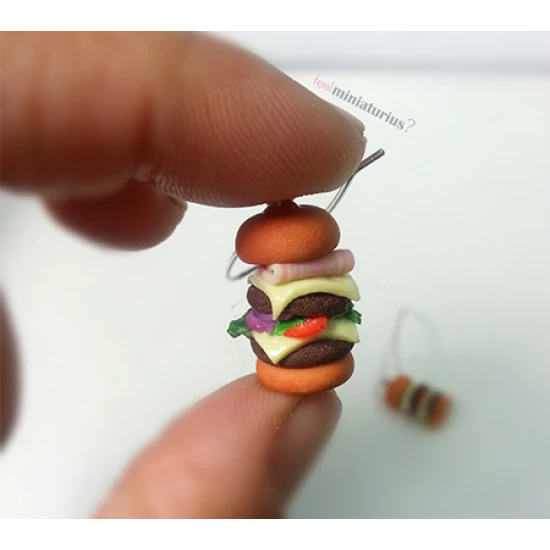 Handmade double beef burger earrings!