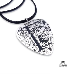 Silver guitar nib pendant with an initial of your choice engraved