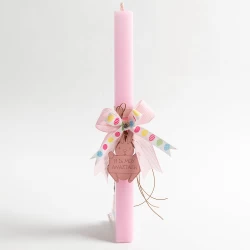 Easter candle pink bunny my first Resurrection