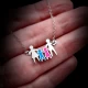 Family Dad Mom Boy Girl Silver Pendant