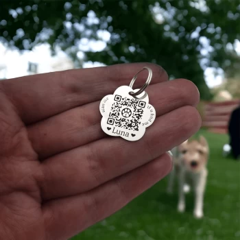 Ασημένιο μενταγιόν για κατοικίδιο με QR code
