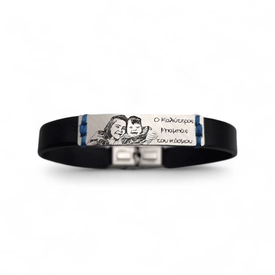 Men's leather bracelet with a photo of your choice