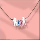 Family Dad Mom Boy Girl Silver Pendant